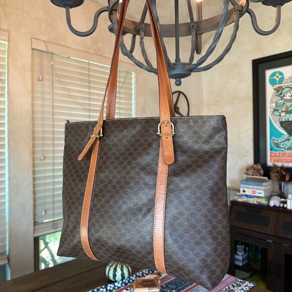 Celine Macadam Vintage Zippered Shoulder Tote, EUC - Picture 3 of 17